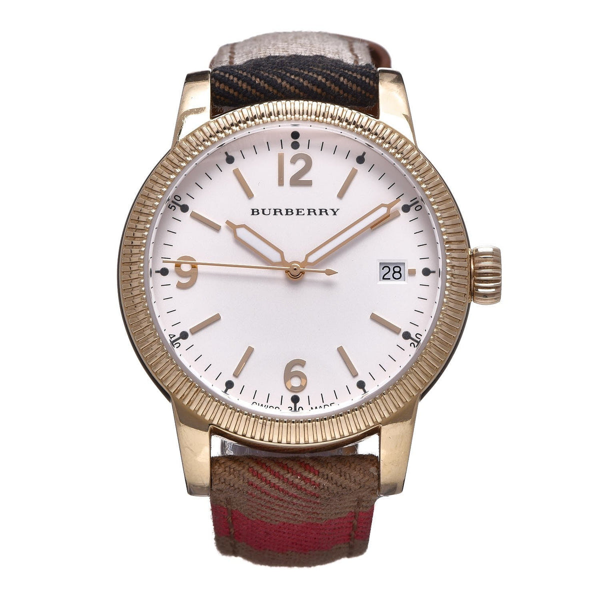 Burberry Utilitarian White Dial Multicolor Leather Strap Watch for Women - BU7853