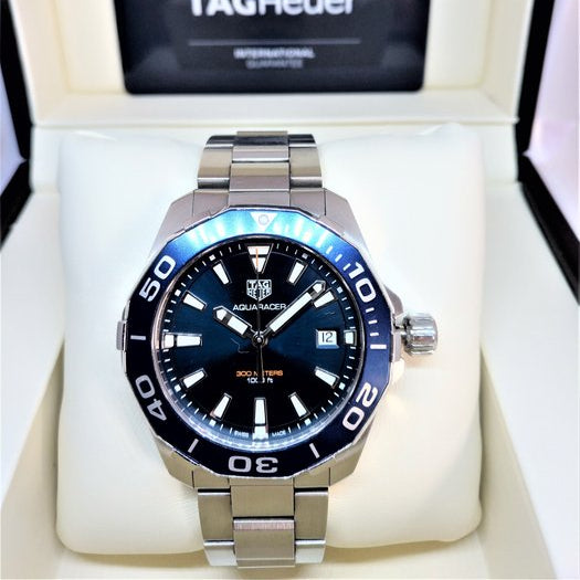 Tag Heuer Aquaracer Blue Dial Quartz Silver Steel Strap Watch for Men - WAY111C.BA0928