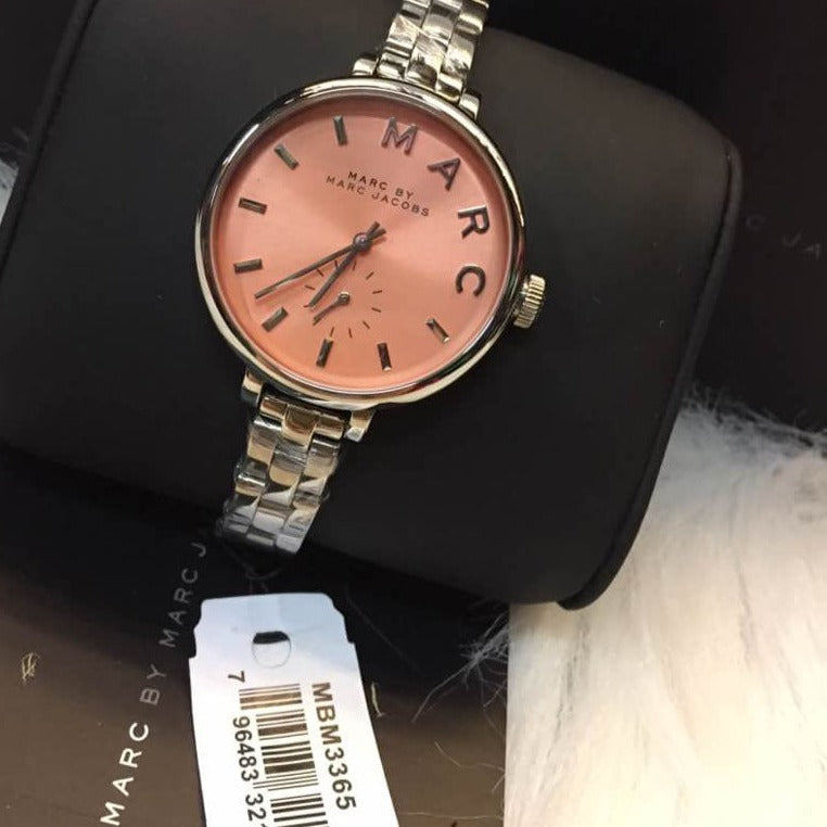 Marc Jacobs Sally Orange Dial Silver Steel Strap Watch for Women - MBM3365