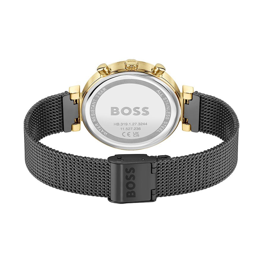 Hugo Boss Flawless Chronograph Black Dial Black Mesh Bracelet Watch for Women - 1502627