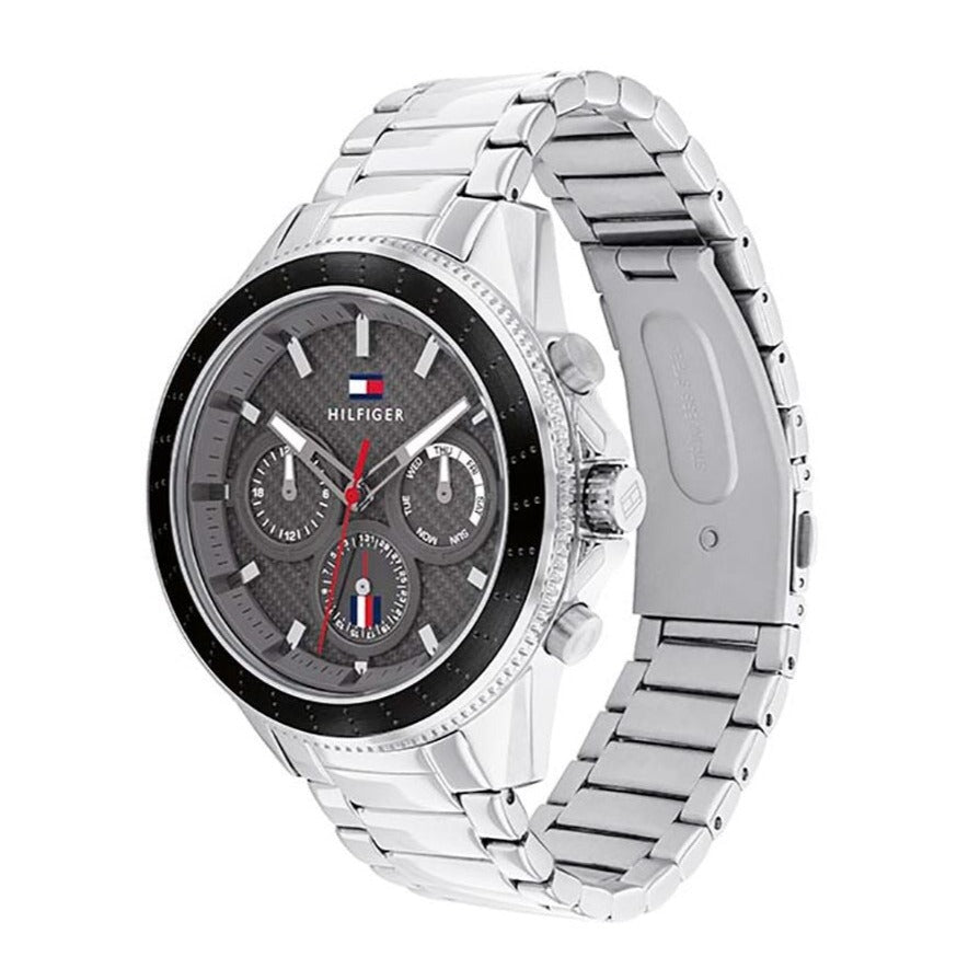 Tommy Hilfiger Aiden Chronograph Grey Dial Silver Steel Strap Watch For Men - 1791857