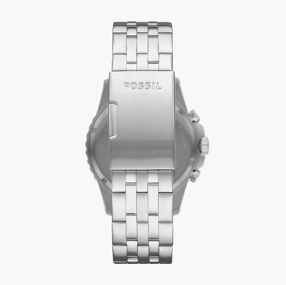 Fossil FB-01 Chronograph Black Dial Silver Steel Strap Watch for Men - FS5837