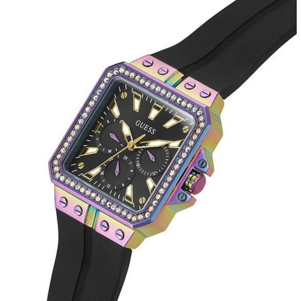 Guess Libra Black Dial Black Silicone Strap Watch For Women - GW0618L3