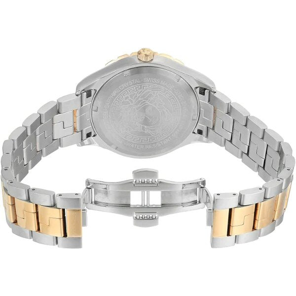 Versace Hellenyium GMT Green Dial Two Tone Steel Strap Watch for Men - V11050015