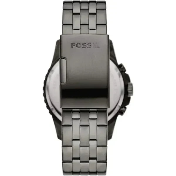 Fossil FB-01 Chronograph Black Dial Grey Steel Strap Watch for Men - FS5835