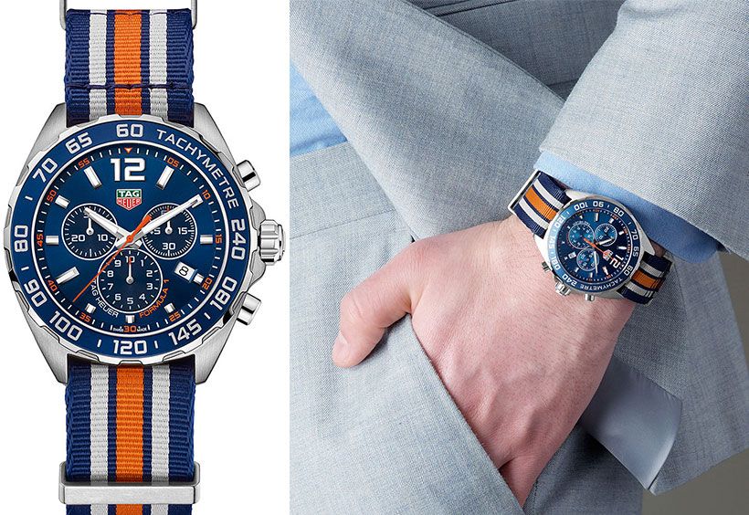 Tag Heuer Formula 1 Chronograph 43mm Blue Dial NATO Strap Watch for Men - CAZ1014.FC8196