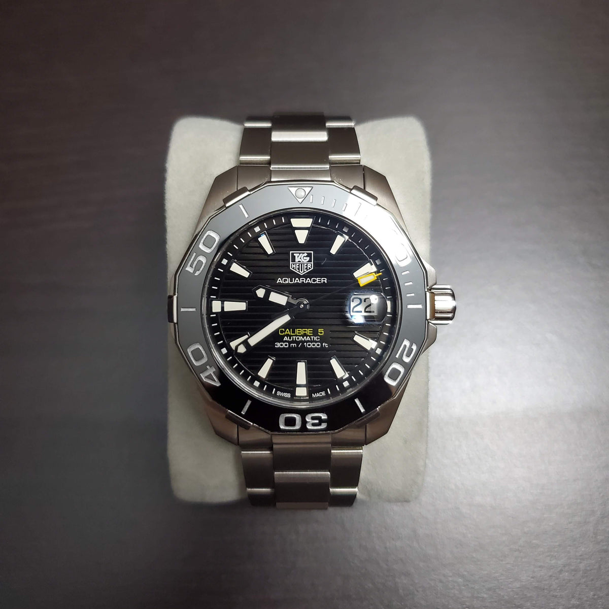 Tag Heuer Aquaracer Automatic Black Dial Silver Steel Strap Watch for Men - WAY211A.BA0928