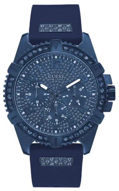 Guess Frontier Crystals Blue Dial Blue Silicon Strap Watch For Men - W1132G4