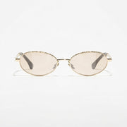 Chanel Women Oval Gold / Light Brown Sunglasses