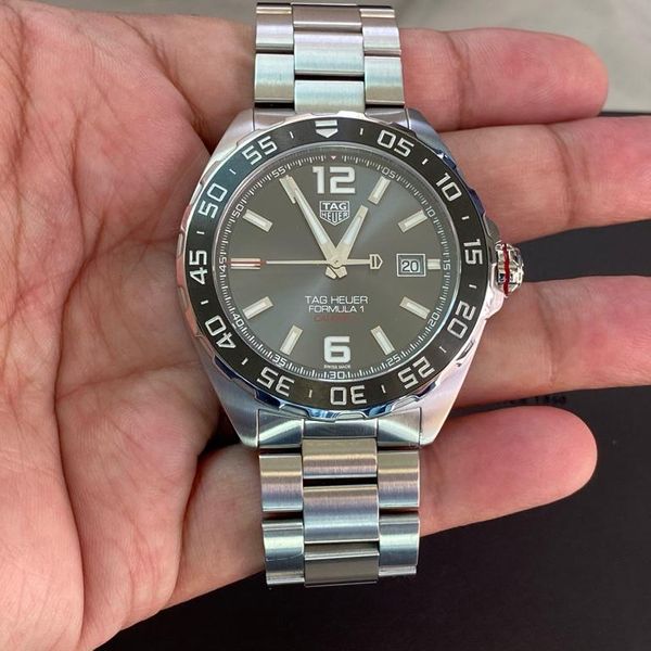 Tag Heuer Formula 1 Calibre 5 Chronograph Anthracite Dial Silver Steel Strap Watch for Men - WAZ2011.BA0842