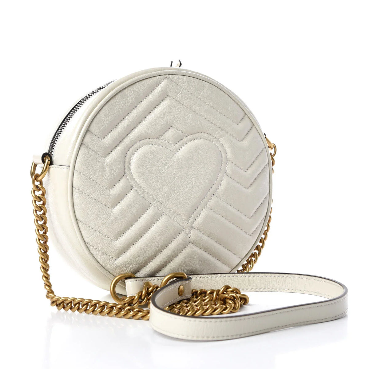 Gucci Azalea Marmont Round Shoulder Bag – White
