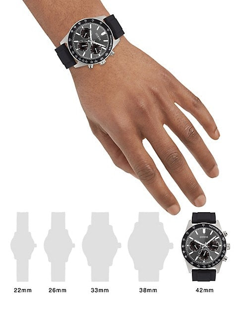 Guess Altitude Chronograph Black Dial Black Rubber Strap Watch for Men - GW0332G1