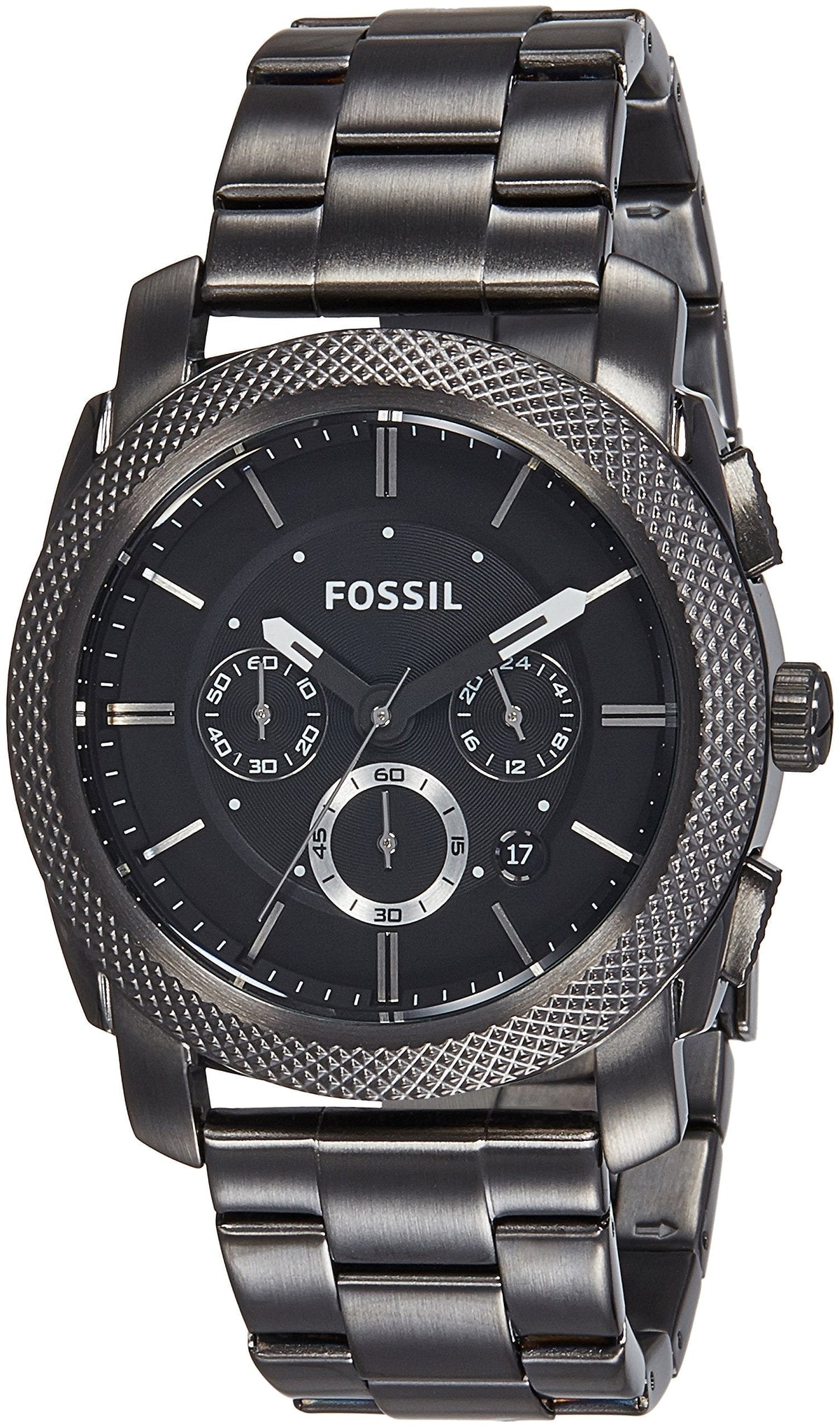 Fossil Machine Chronograph Black Dial Grey Steel Strap Watch for Men - FS4662