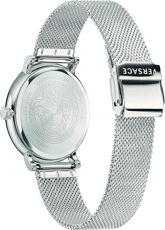 Versace V-Circle Silver Dial Silver Mesh Bracelet Watch for Men - VBQ060017