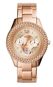 Fossil Stella Rose Gold Dial Rose Gold Steel Strap Watch for Women - ES3590