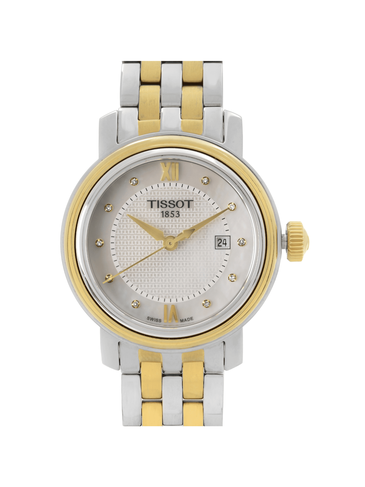 Tissot T Classic Bridgeport Mother of Pearl Dial Two Tone Steel Strap Watch For Women - T097.010.22.116.00
