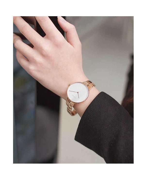Calvin Klein Drift White Dial Rose Gold Steel Strap Watch for Women - K6S2N616