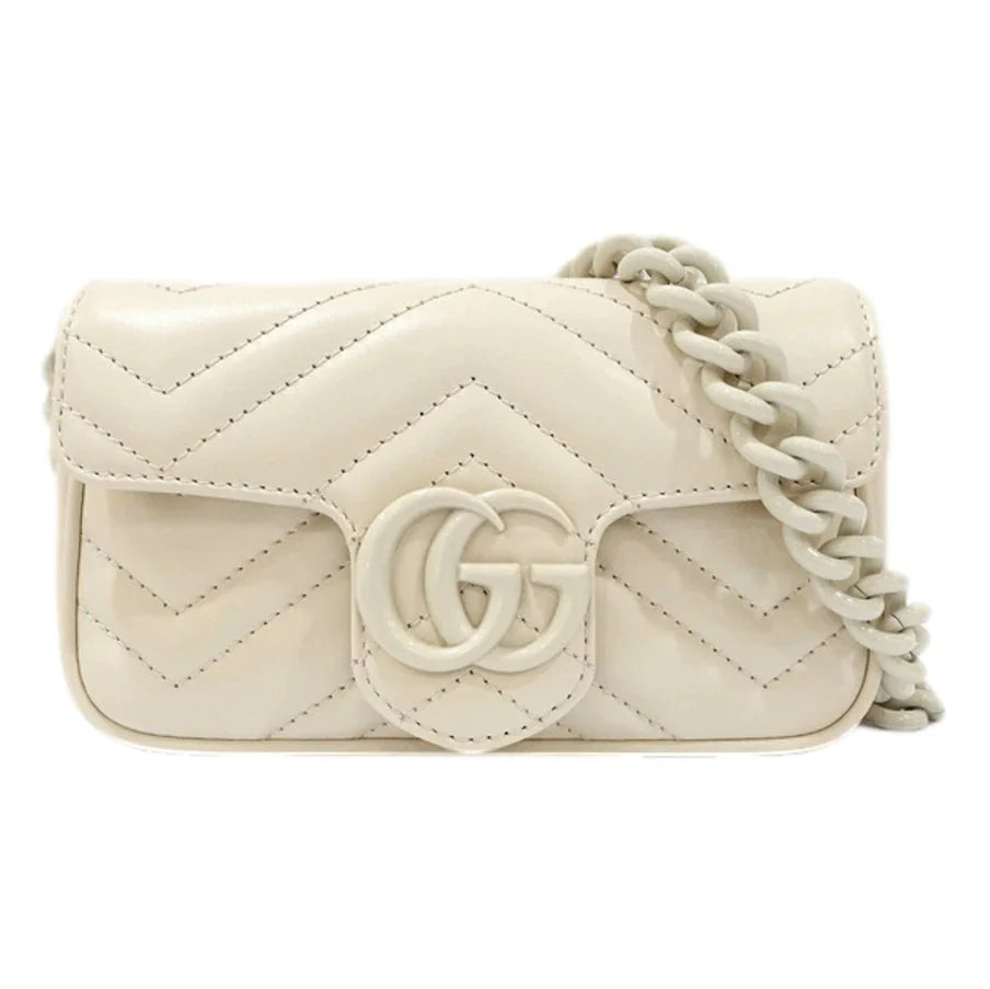 Gucci GG Marmont Chain Belt Bag – White