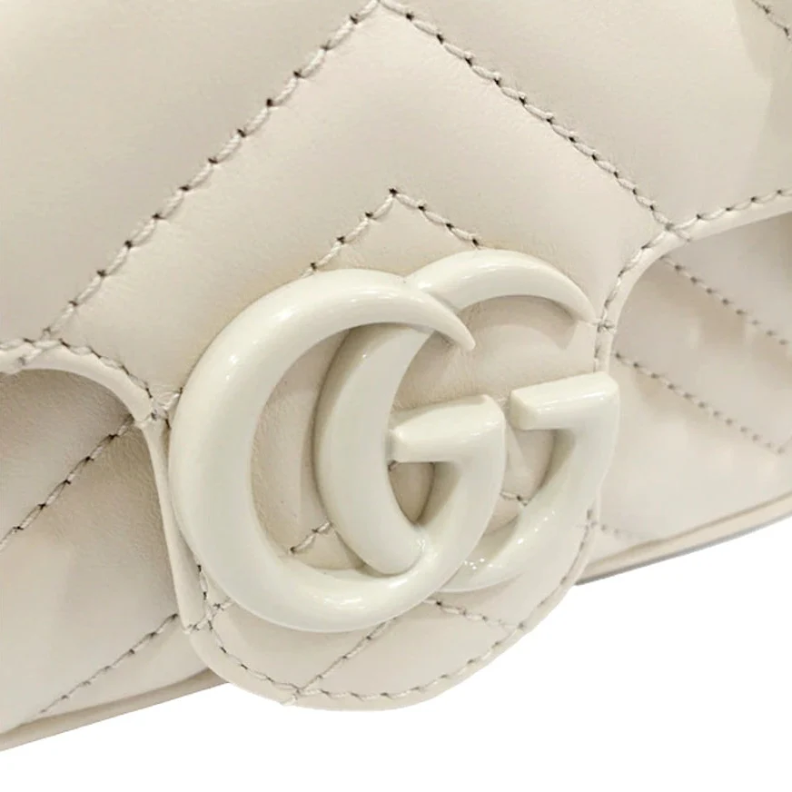Gucci GG Marmont Chain Belt Bag – White