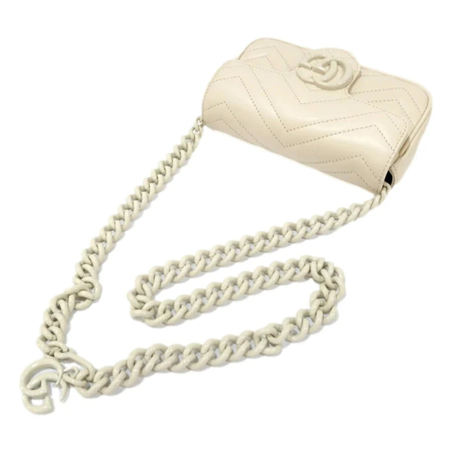 Gucci GG Marmont Chain Belt Bag – White