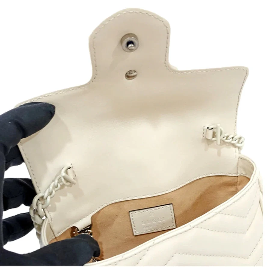 Gucci GG Marmont Chain Belt Bag – White