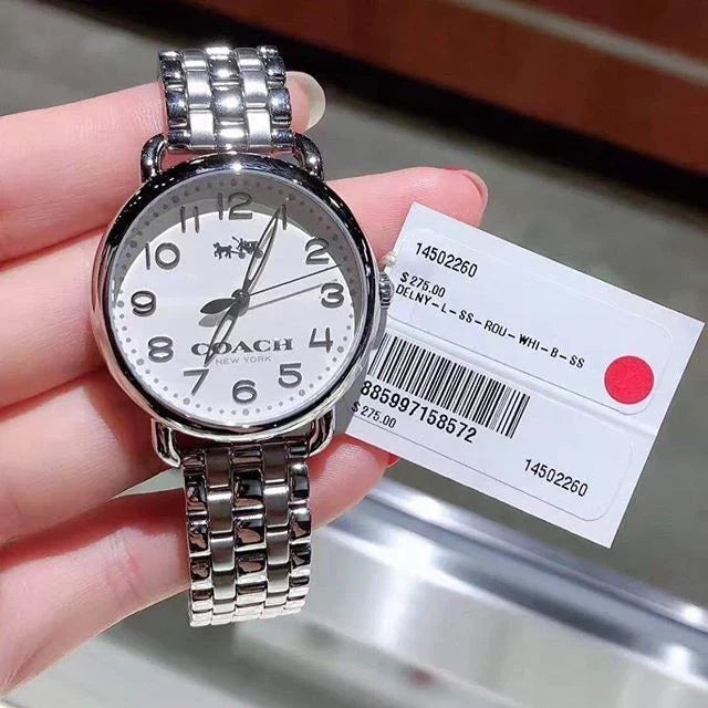 Coach Delancey Classic White Dial Silver Steel Strap Watch for Women - 14502260