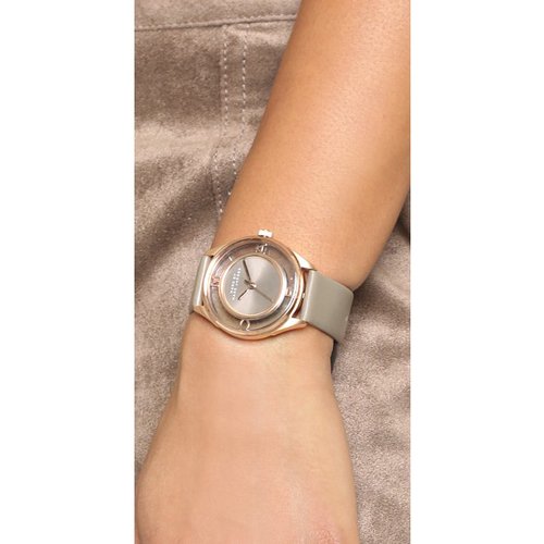 Marc Jacobs Tether Grey Dial Grey Leather Strap Watch for Women - MBM1375