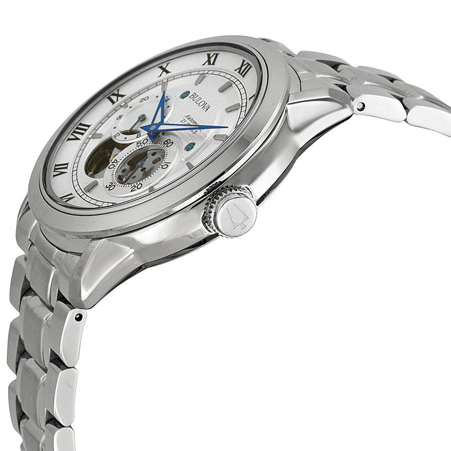 Bulova BVA Series Dual Aperture Silver Dial Silver Steel Strap Watch for Men - 96A118