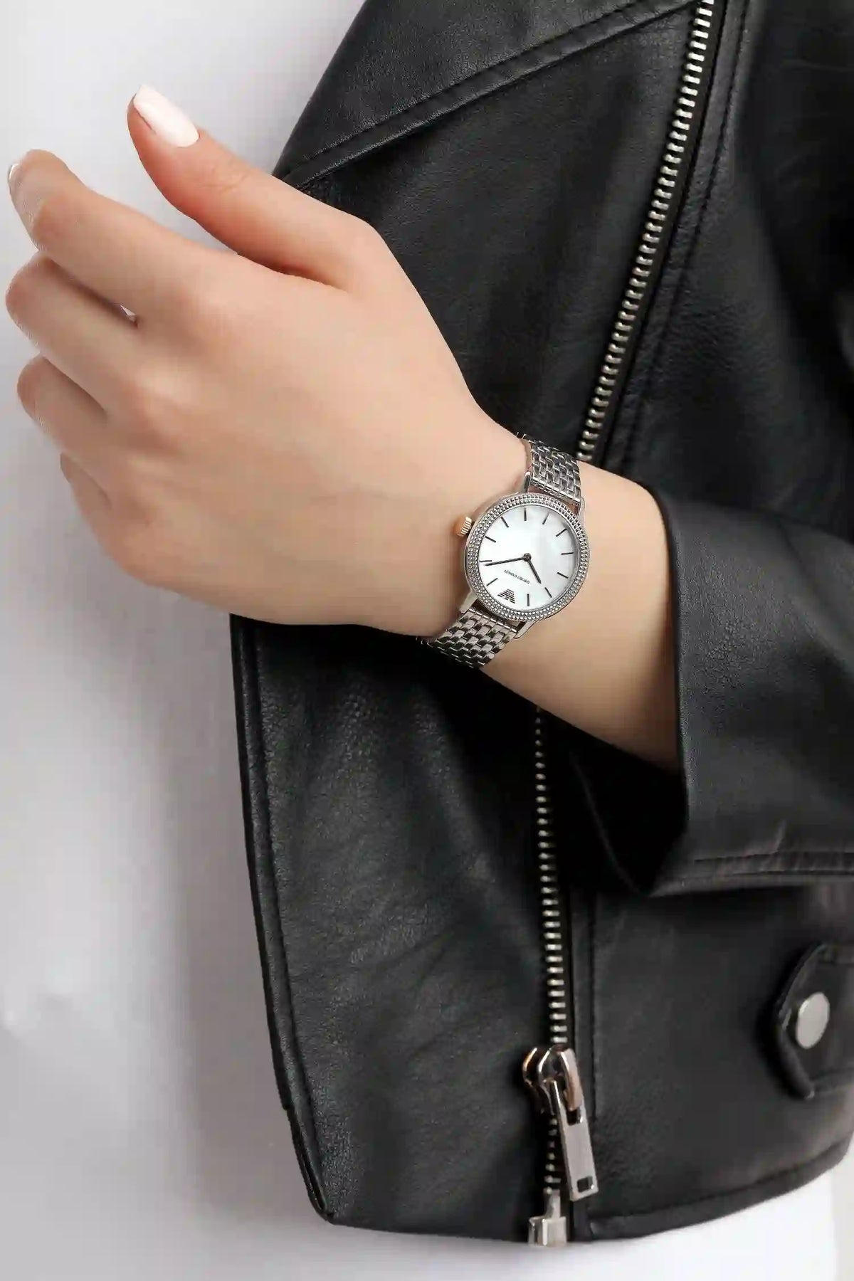 Emporio Armani Interchangeable Mother of Pearl Dial Silver Steel Strap Watch For Women - AR80020