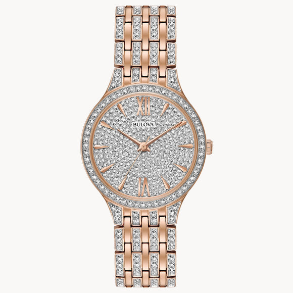 Bulova Crystal Collection Silver Crystals Dial Two Tone Steel Strap Watch for Women - 98L235