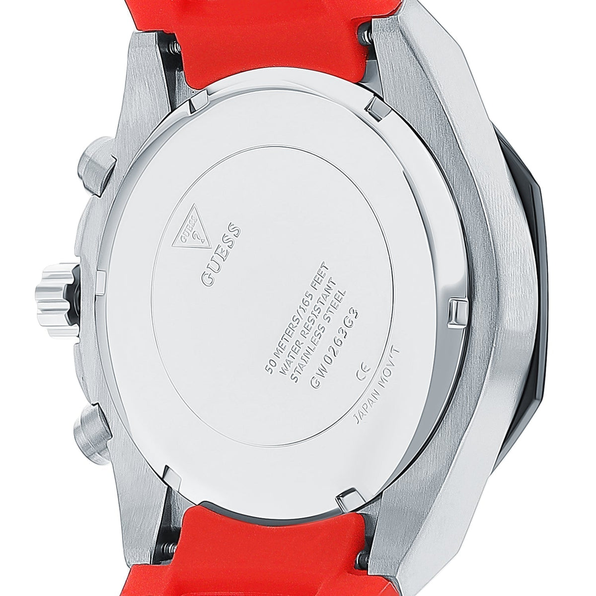 Guess Momentum Black Dial Red Rubber Strap Watch for Men - GW0263G3
