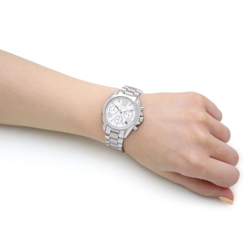 Michael Kors Bradshaw  Chronograph Silver Dial Silver Steel Strap Watch for Women - MK6174