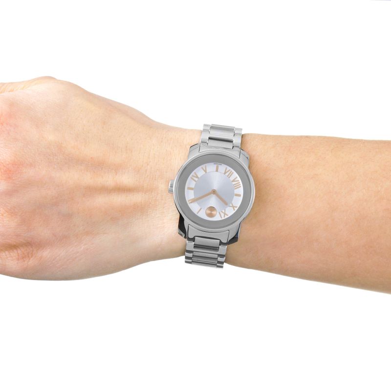 Movado Bold Silver Dial Silver Steel Strap Watch for Women - 3600244