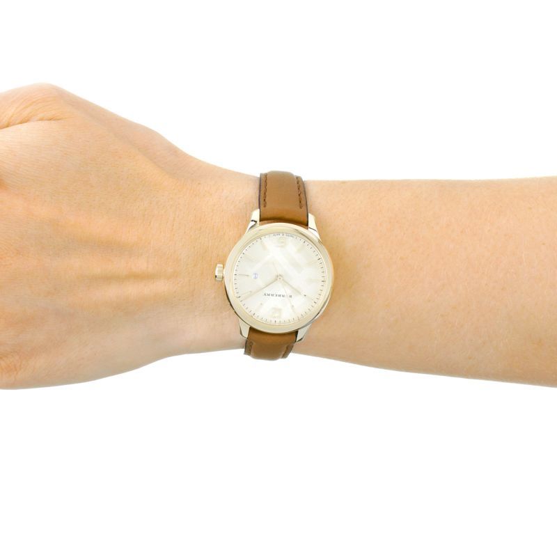 Burberry The Classic Champagne Gold Dial Brown Leather Strap Watch for Women - BU10101