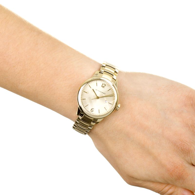 Burberry The Classic Champagne Gold Dial Gold Steel Strap Watch for Women - BU10109