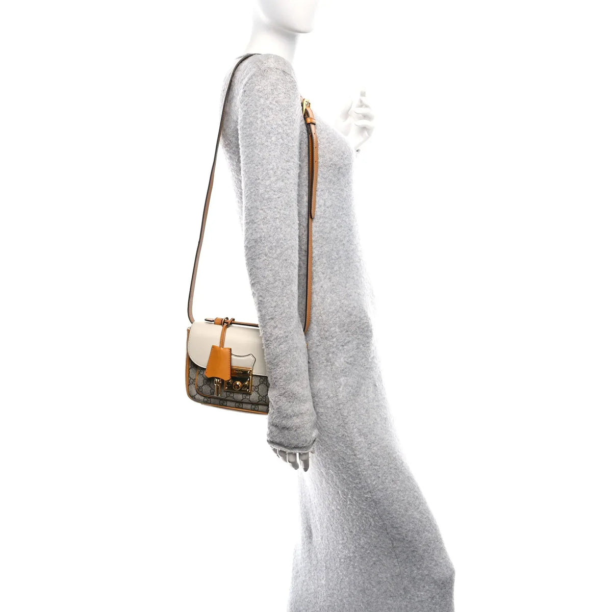 Gucci GG Padlock Front Pocket Flap Shoulder Bag – Beige