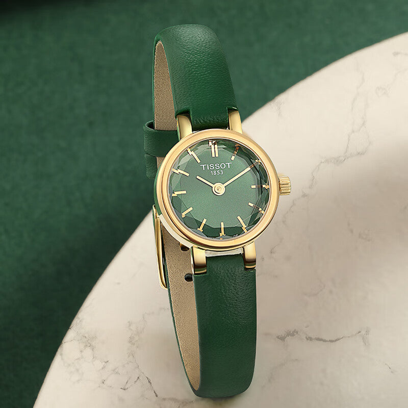 Tissot Lovely Round Green Mother of Pearl Dial Green Leather Strap Watch for Women - T140.009.36.091.00