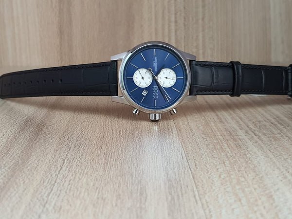 Hugo Boss Jet Blue Dial Black Leather Strap Watch for Men - 1513283