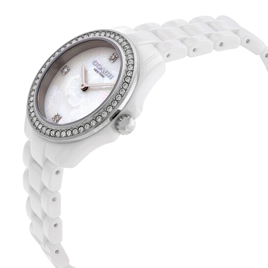 Coach Preston Mother of Pearl Dial White Steel Strap Watch for Women - 14503661