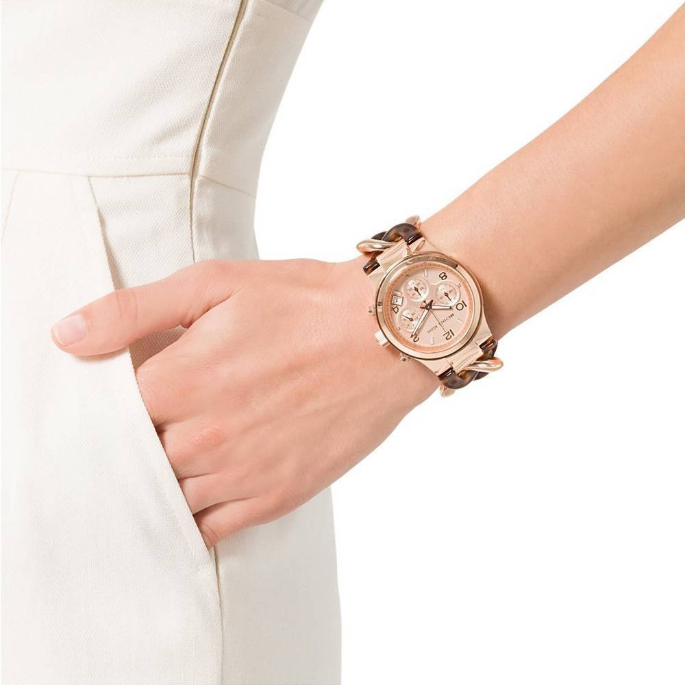 Michael Kors Runway Rose Gold Dial Two Tone Steel Strap Watch for Women - MK4269