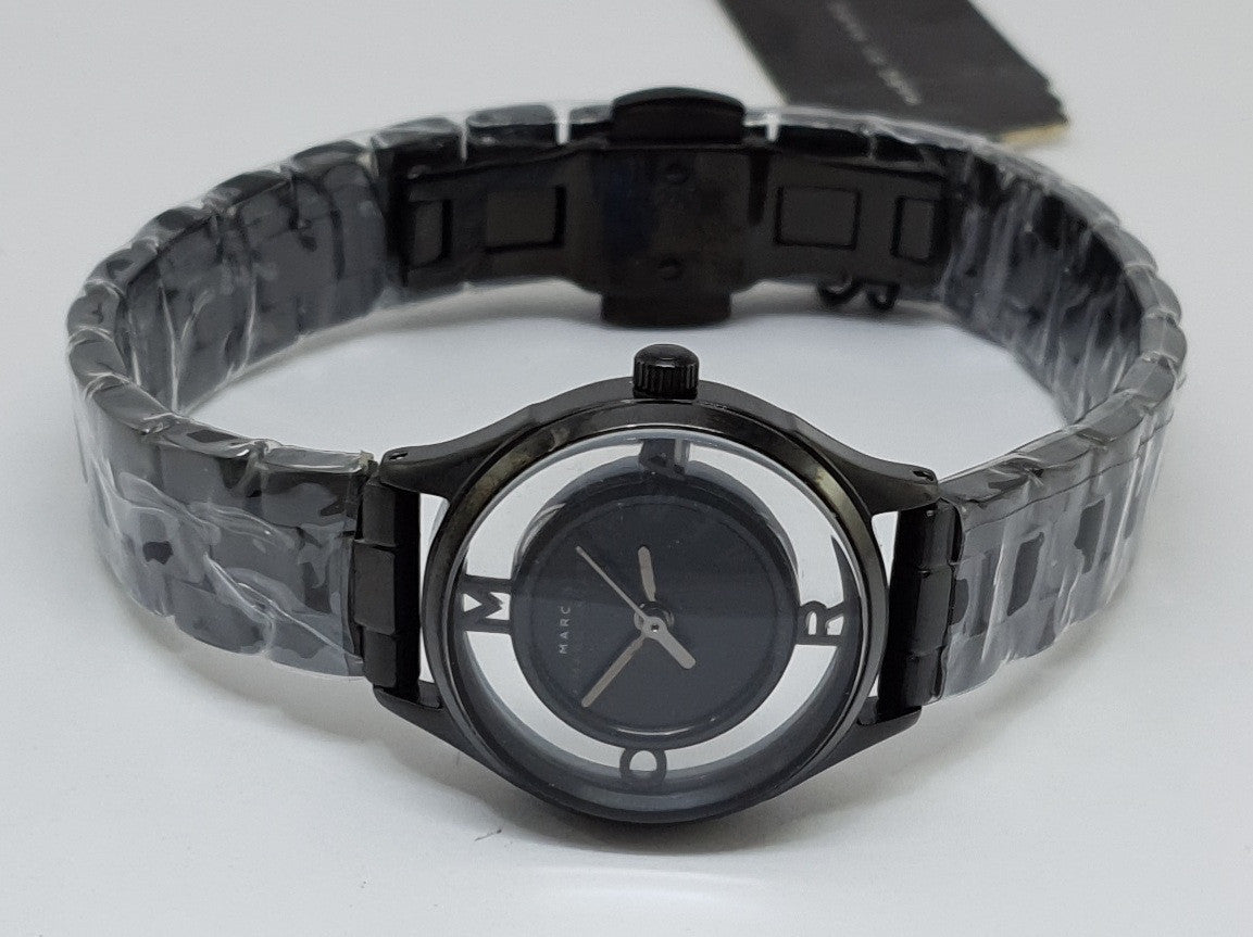 Marc Jacobs Tether Transparent Black Dial Black Steel Strap Watch for Women - MBM3419