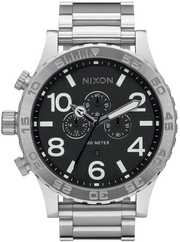 Nixon 51-30 Chrono Black Dial Silver Steel Strap Watch for Men - A083-000