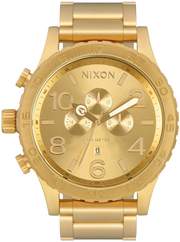 Nixon 51-30 Chrono Gold Dial Gold Steel Strap Watch for Men - A083-502