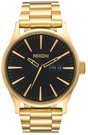 Nixon Sentry Black Dial Gold Steel Strap Watch for Men - A356-510