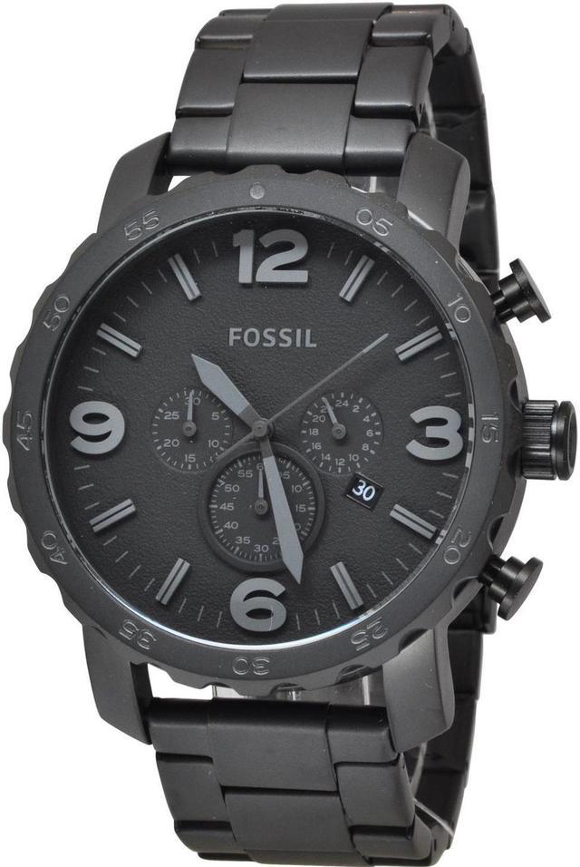Fossil Nate Chronograph Black Dial Black Steel Strap Watch for Men - JR1401