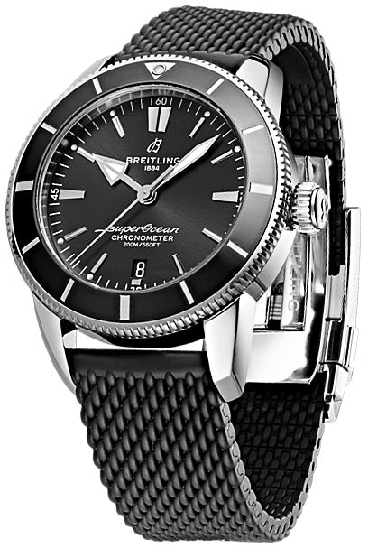 Breitling Superocean Heritage B20 Automatic 44 Black Dial Black Mesh Bracelet Watch for Men - AB2030121B1S1