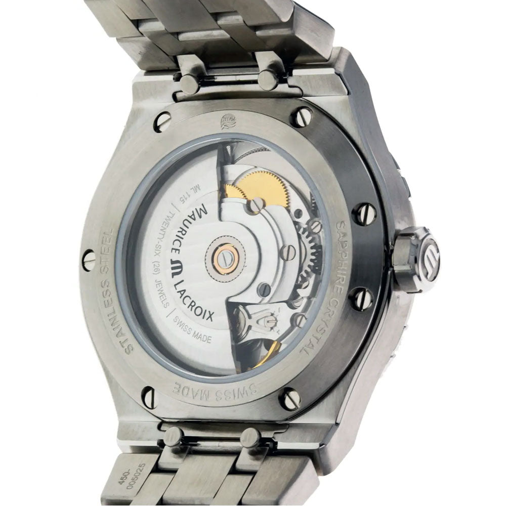 Maurice Lacroix Aikon Automatic Black Dial Silver Steel Strap Watch for Men - AI1807-SS002-330-1