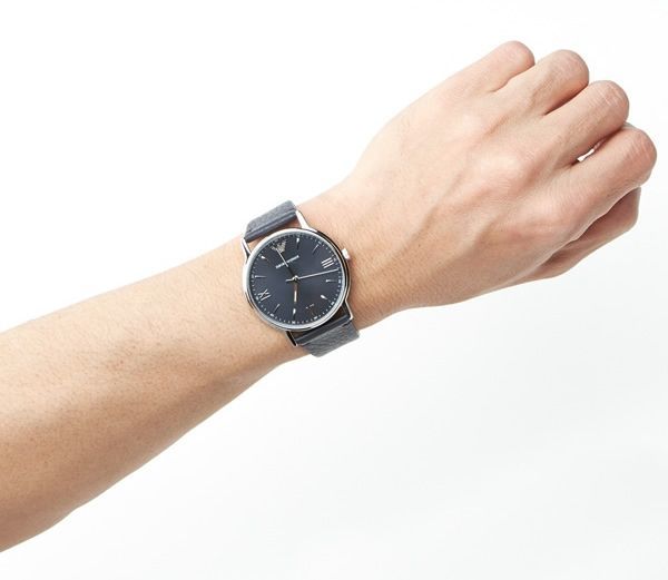 Emporio Armani Kappa Quartz Blue Dial Blue Leather Strap Watch For Women - AR11012
