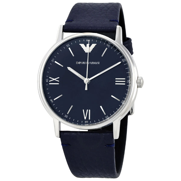 Emporio Armani Kappa Quartz Blue Dial Blue Leather Strap Watch For Women - AR11012