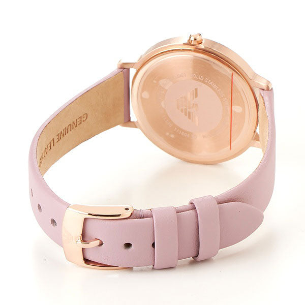 Emporio Armani Kappa Mother Of Pearl White Dial Pink Leather Strap Watch For Women - AR11130